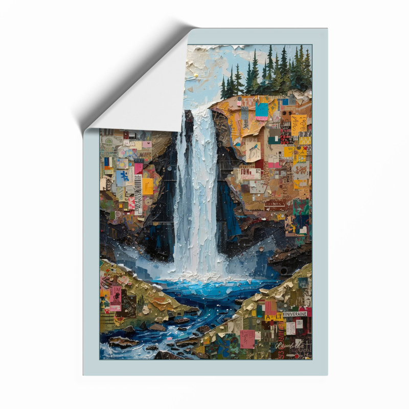Waterfall in Wilderness Boho - Framed Print, A1 - 84.1 x 59.4 cm, Unframed