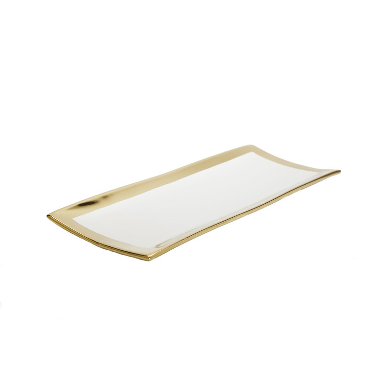 Assiette décorative rectangulaire blanche