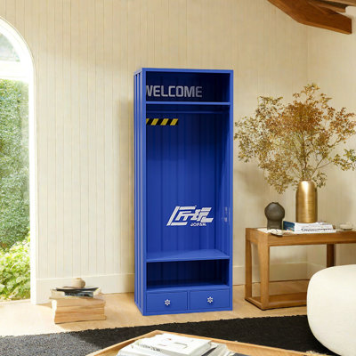 Blue Industrial Style Iron Storage Cabinet 31.49'' Sideboard