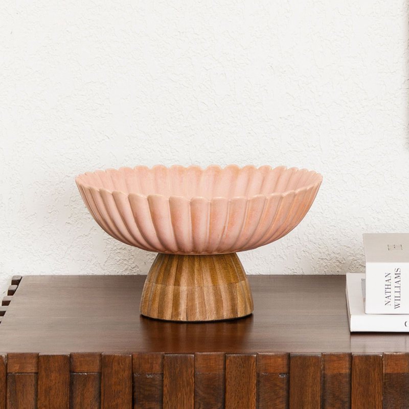Patriana 4.75"H Ceramic Table Vase with Wood Base