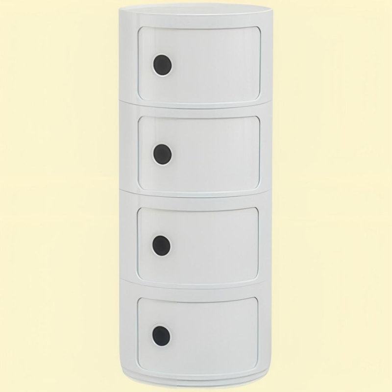 4 Tiers Round Storage Drawers  – Stackable Round Nightstand Drawers, White