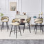 Ensemble de 2 tabourets de bar en chenille avec pieds en fer noir, tabourets de comptoir modernes pour îlot de cuisine-509437688