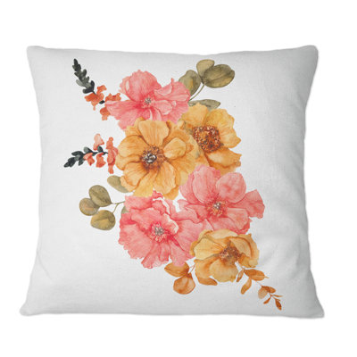 Bouquet d'automne de fleurs et de feuilles d'automne - Coussin décoratif imprimé traditionnel