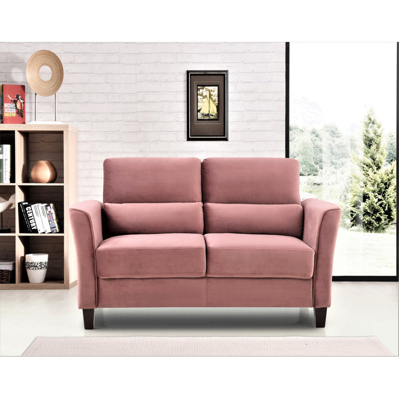 Juniperberry 57.88'' Velvet Loveseat, Rose