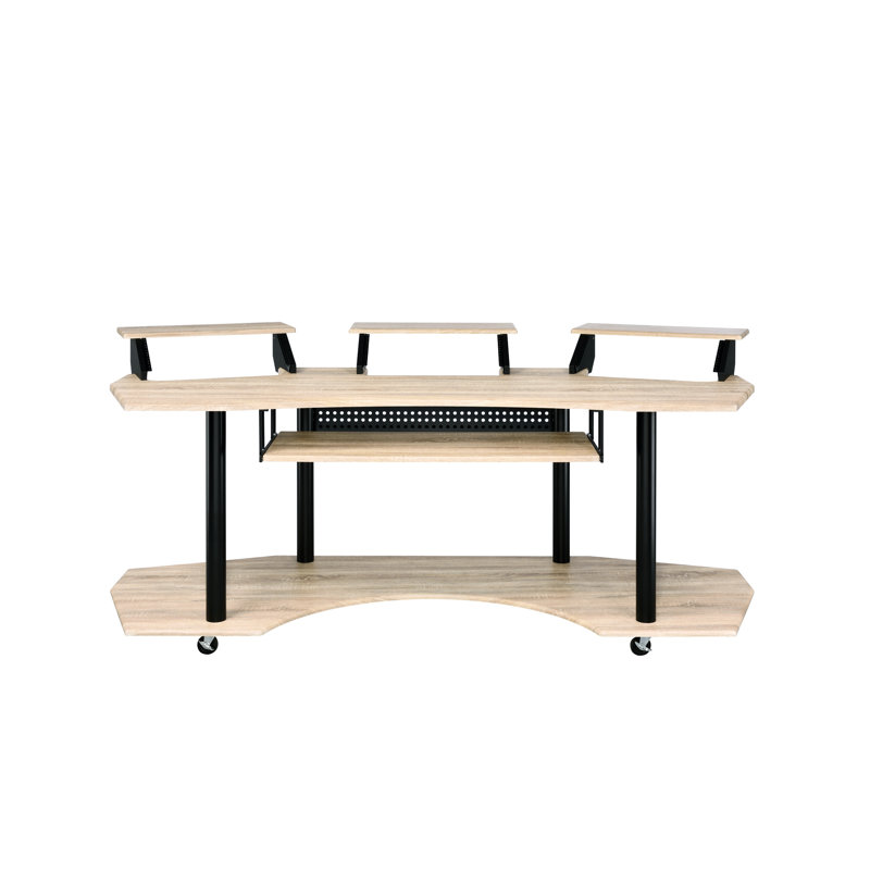 83 po. Chêne naturel - table d'ordinateur à installation musicale moderne pour le travail de production