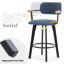 Tabouret de bar pivotant rembourré de 25,59 po avec structure en bois massif-351803751