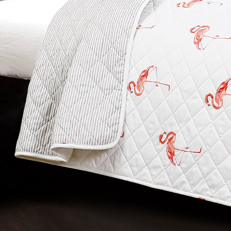 Lush Decor Kelly Flamingo Reversible Cotton Quilt Set, Queen
