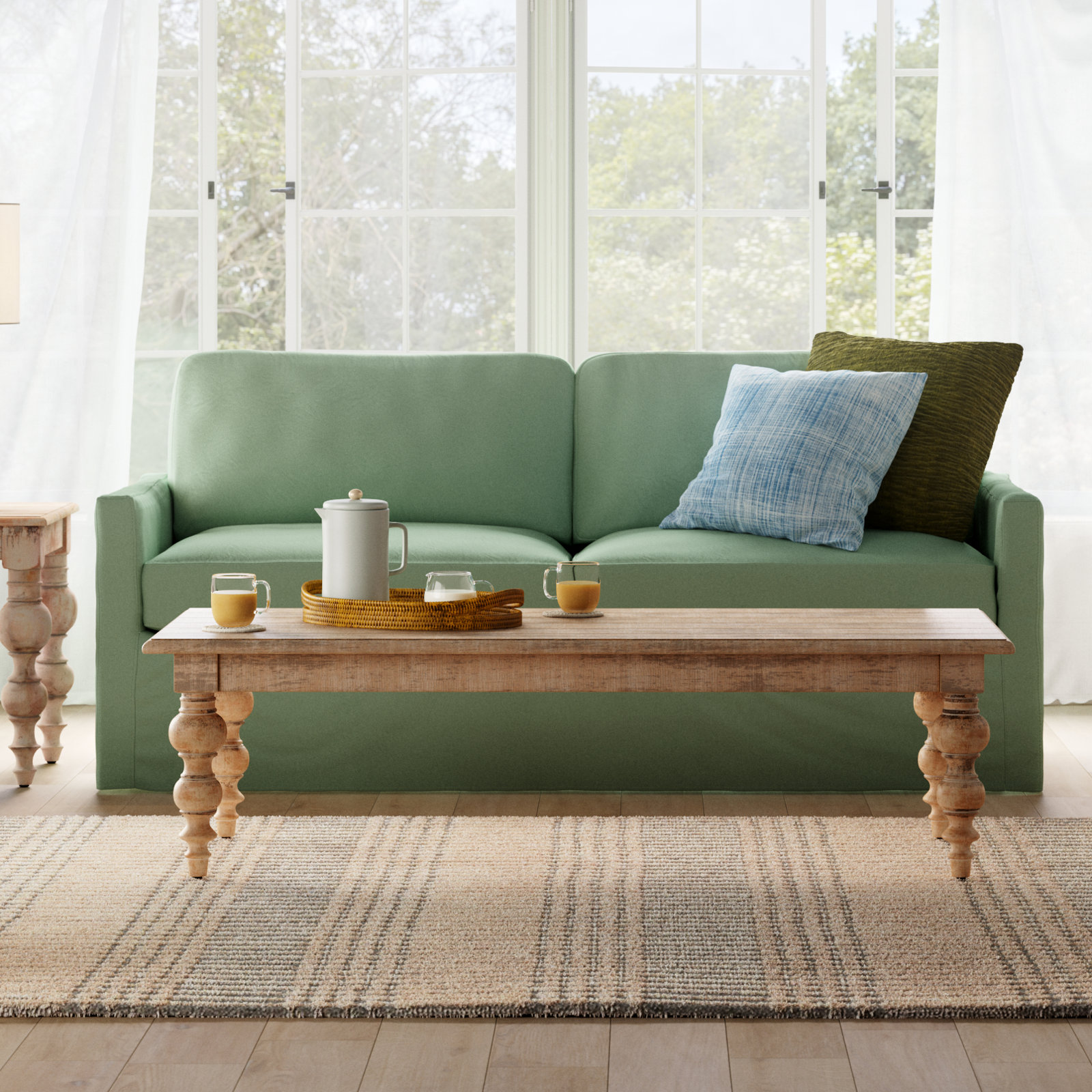 Savannah 84'' Upholstered Sofa, Bayou Spray Canvas