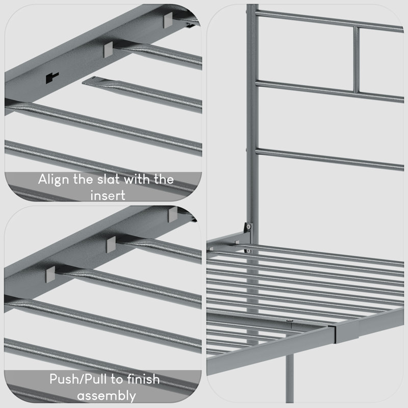 Dorset Metal Bed With Metal Slats & Centre Support Legs, Silver, Single (3')