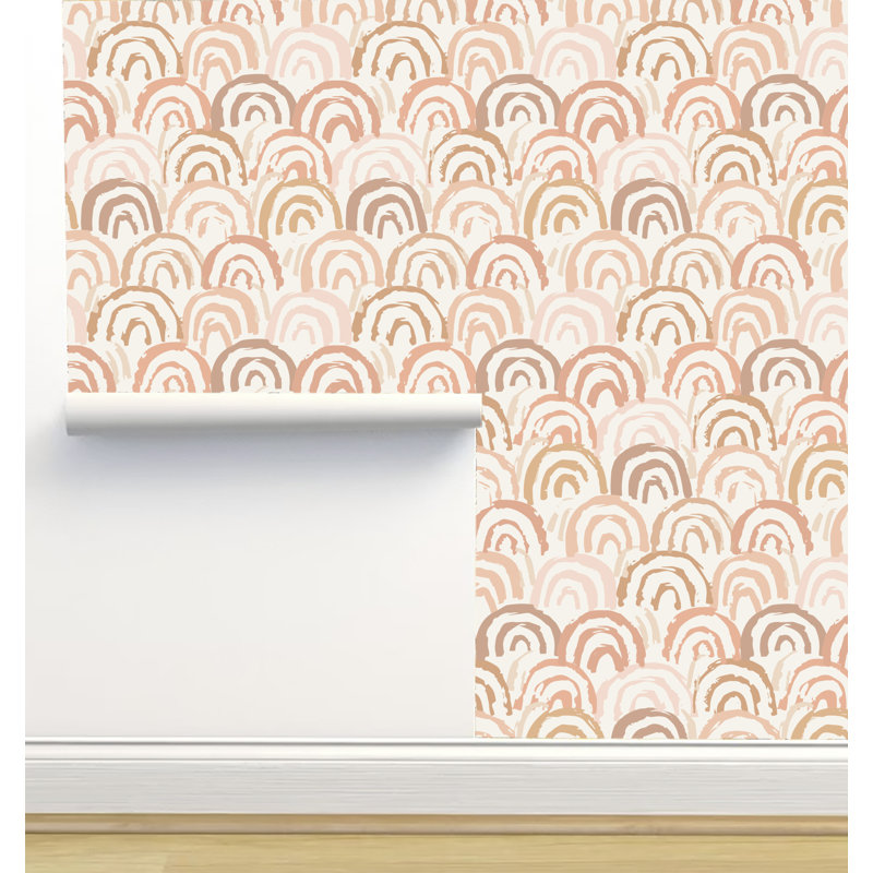 Rouleau de papier peint auto-adhésif texturé L 12 pi x l 2 po Erin Kendal Designs, Pêches