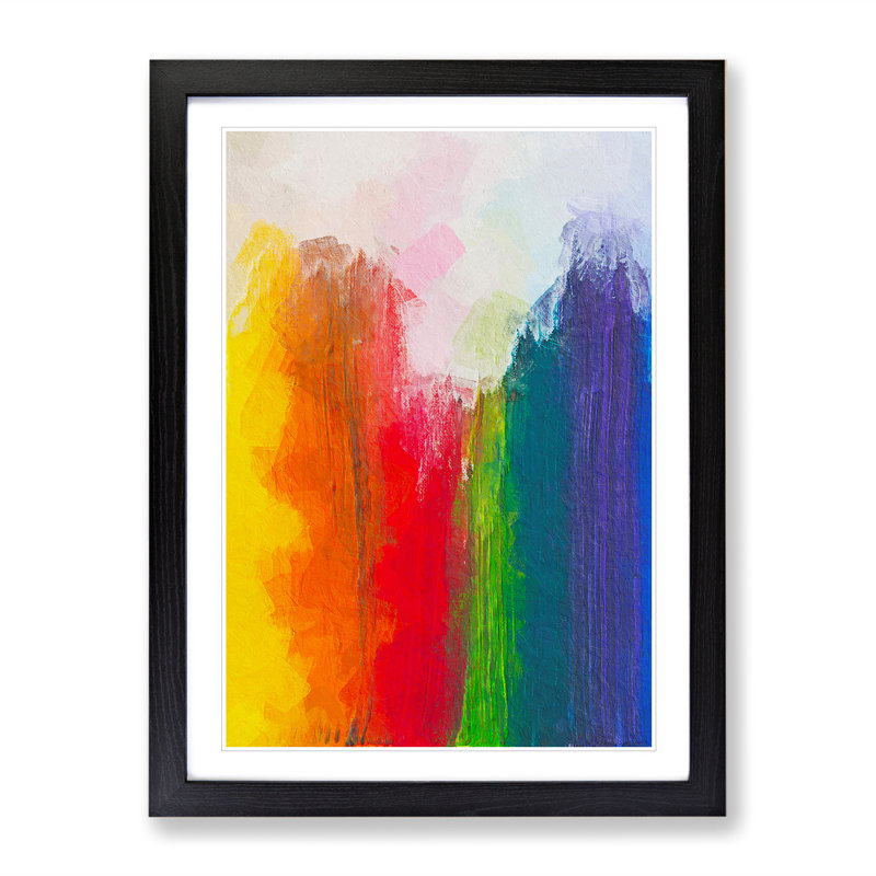 XV1022-4709X Touching The Rainbow Abstract - Print, Black Framed, 66cm H x 48cm W, White