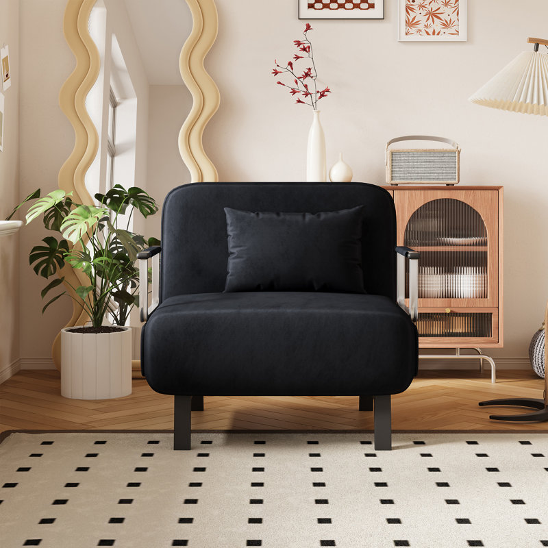 31,5? Fauteuil convertible, Velours noir