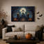«Haunted House Under Full Moon with Glowing Halloween», art mural sur toile-347682473