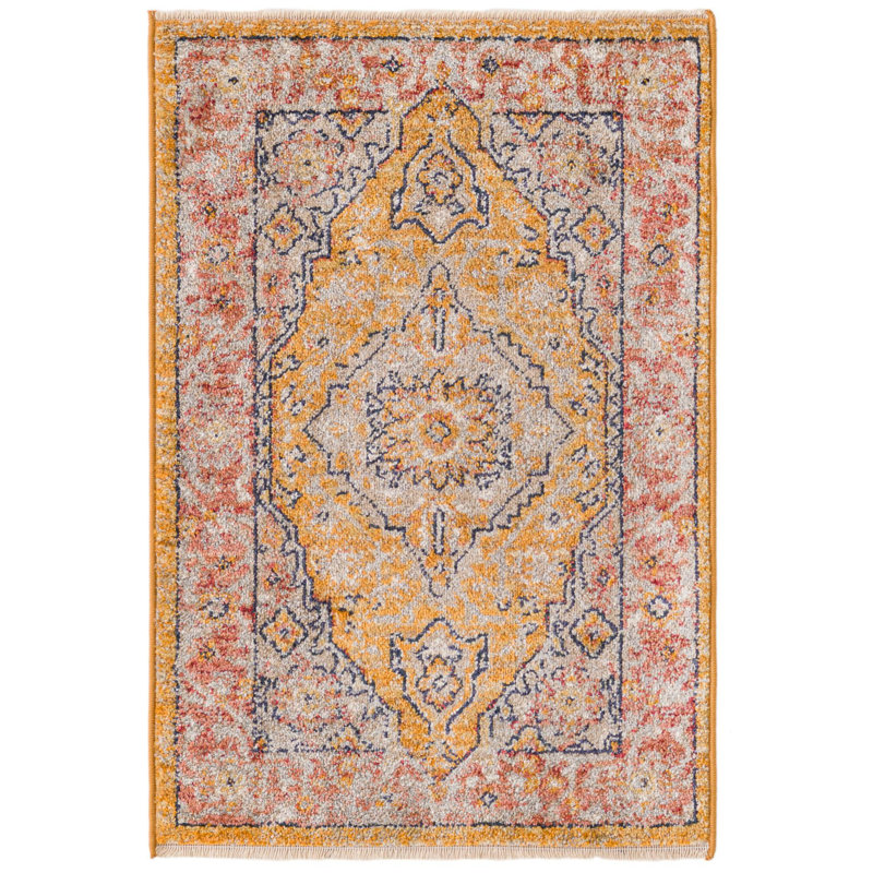 Tapis oriental bleu / rouge / beige Gause, Yellow, Rectangle 2' x 3'