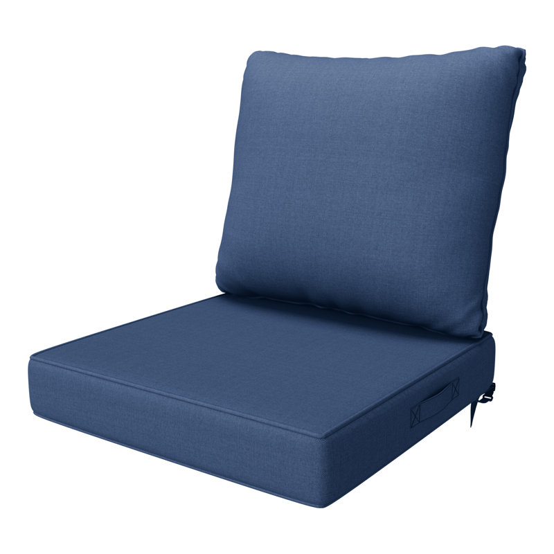 Ensemble de coussins de dossier d'extérieur de 4 po avec pince de retenue, Marine, L 24 po x P 24 po