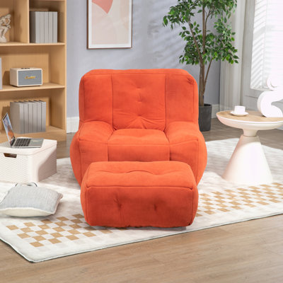 Fauteuil à billes avec repose-pieds en mousse viscoélastique Plush | Canapé ergonomique pour adultes | Conception ultra douce et moderne pour le salon / la chambre à coucher / appartement