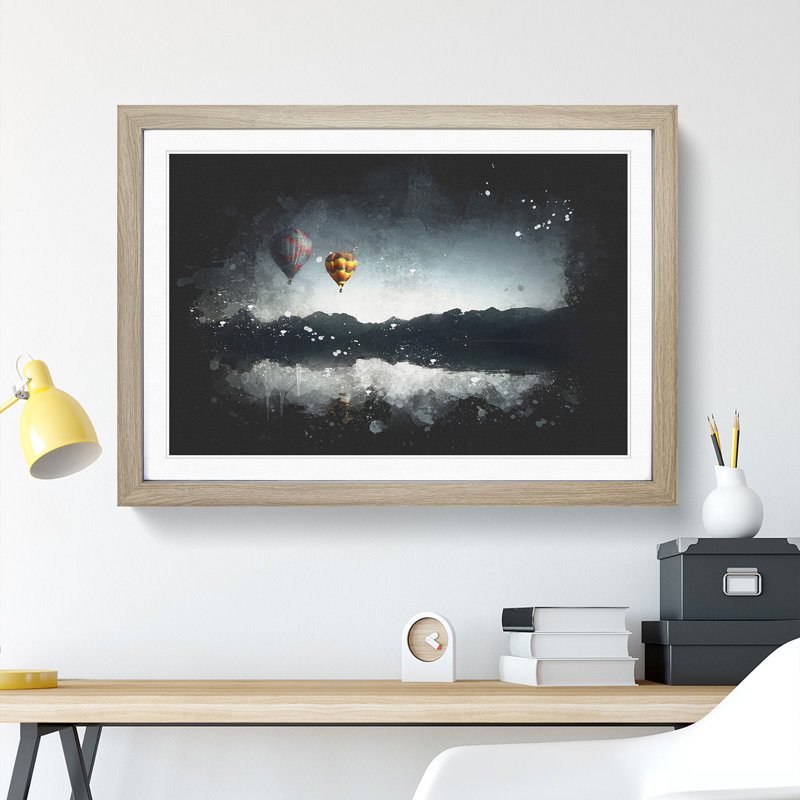Hot Air Balloons Vol.2 - Picture Frame Graphic Art, 65cm H x 90cm W x 2cm D, Oak Framed