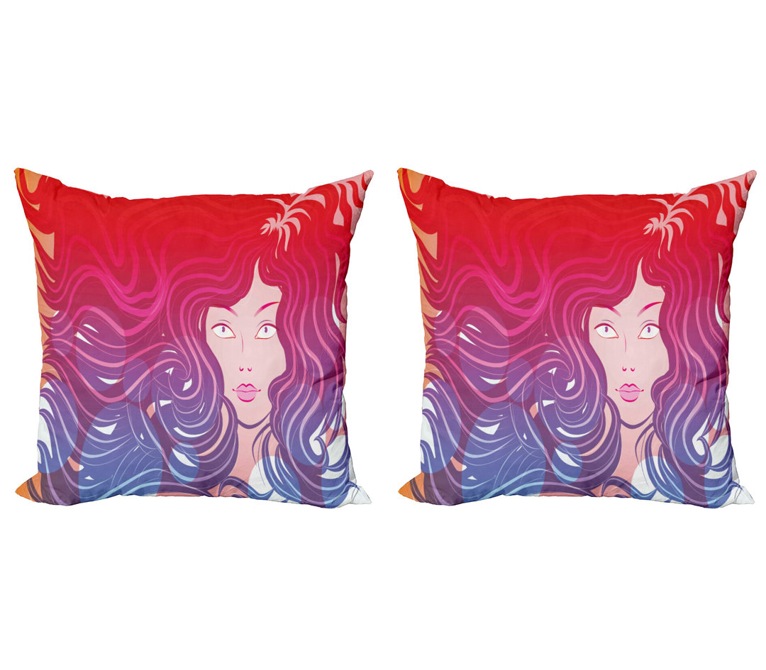 Kissenbezug, Little Mermaid Gesicht Haare, Modern, Red Violet Creme