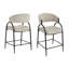 Tabourets de bar modernes de 25 po de hauteur avec dossier, structure en métal noir, tabourets de comptoir confortables pour îlot de cuisine / salle à manger, ensemble de 2 (beige)