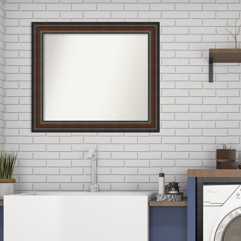 Halcott Solid Wood Rectangle Wall Mirror, 29" H x 25" W