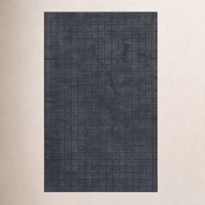 Meile Navy Hand-Loomed Geometric Wool Rug