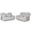 Ensemble de salon contemporain rembourré 3 pièces avec fauteuil inclinable, canapé à console rabattable et causeuse avec console de rangement et porte-gobelets, blanc