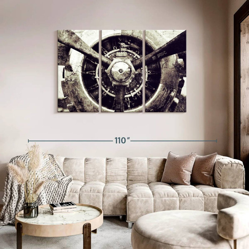 Ensemble d'hélices rétro sur toile 3 pièces, H 48 po x l 74 po