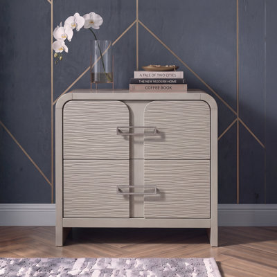 Velora 2‑Drawer Nightstand with Wavefront Design