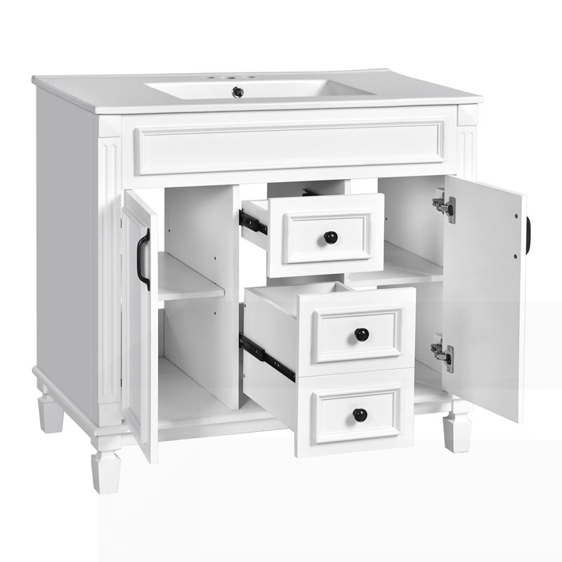 Armoire de rangement moderne avec 2 portes à fermeture douce et 2 tiroirs