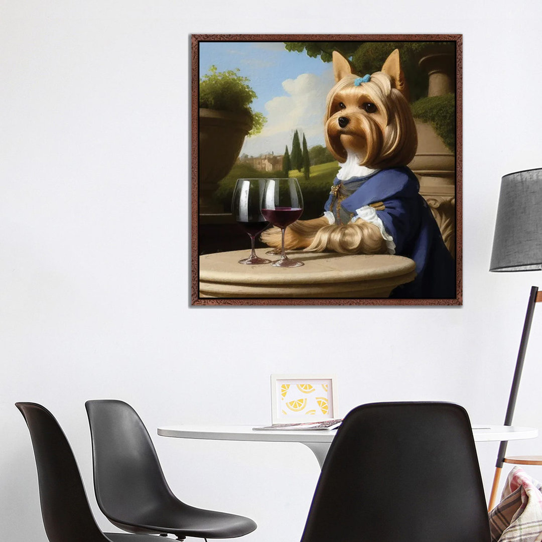 Yorkshire Terrier With Wine By Rococo by Nobility Dogs - Gallery-Wrapped Canvas Giclée on Canvas