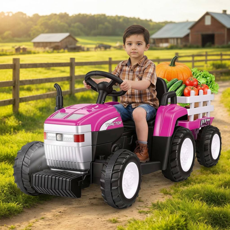 Voiture électrique 24 roues 6 roues pour enfants de 3 à 5 ans avec pelle à sable, Pink