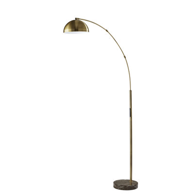 Badlingham 71.5'' Brown Marble LED Arched Floor Lamp
