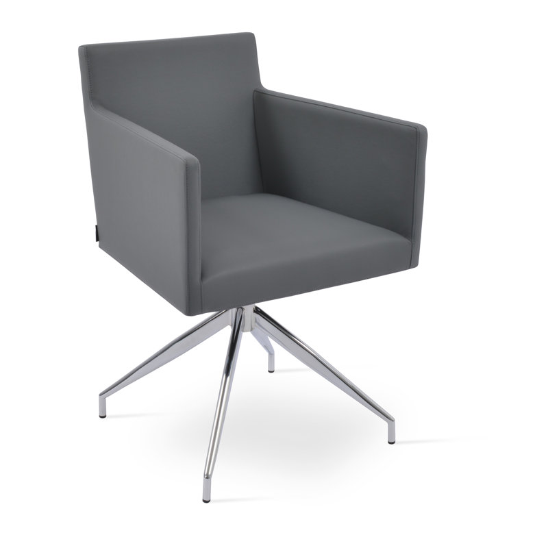 Brilon Upholstered Armchair, Grey Faux Leather