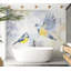Murale animaux pelez et collez - aquarelle oiseaux bleu-473035190