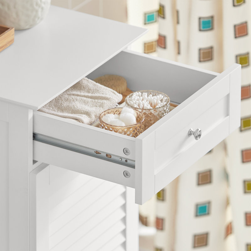 Lyonsdale Wood Cabinet Laundry Hamper with Handles, White