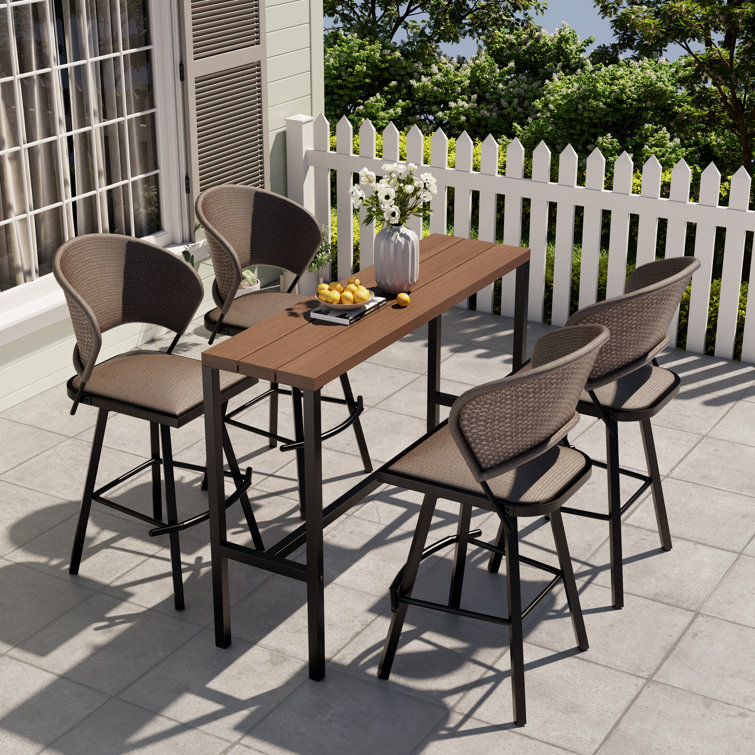 5 Pieces Patio Bar Table And Bar Stool Set