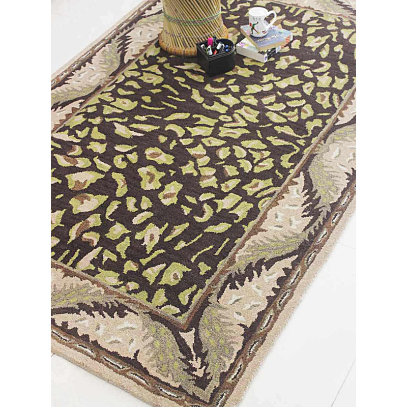 Tapis brun en laine touffeté à la main Crayton, Rectangle 9 pi x 12 pi