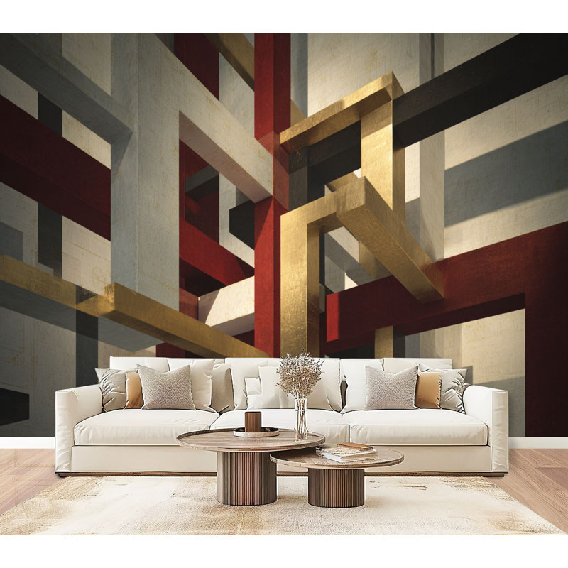 Papier peint adhésif pelez et collez, rendu 3D minimaliste, lignes d'avions croisées, H 69 po x l 96 po, papier peint amovible en PVC, adhésif pour chambre à coucher, salon, bureau à domicile