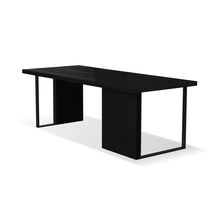 Bureau rectangulaire en bois massif noir, H 29,53 po x l 86,61 po x P 31,5 po