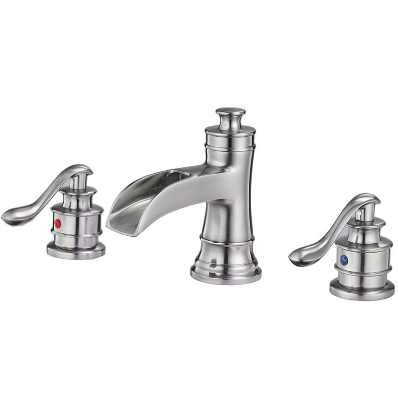 8-16 Inch 3 Holes 2 Handle Widespread Bathroom Sink Faucet, Brushed Nickel
