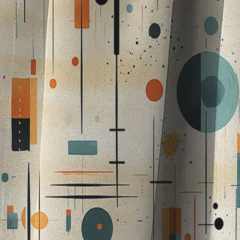 Motif géométrique Mid-Century sarcelle et orange - Rideau occultant géométrique abstrait - 1 panneau, L 52 po x L 120 po