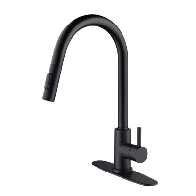 Matte Black Stainless Steel Touch Kitchen Faucet With Pull-Down , 360-Degree Rotatable Spray Head For Sink Thorough Wash, , Corrosion And Rust , Single Handle Water Temperature Flow Regulating Pull