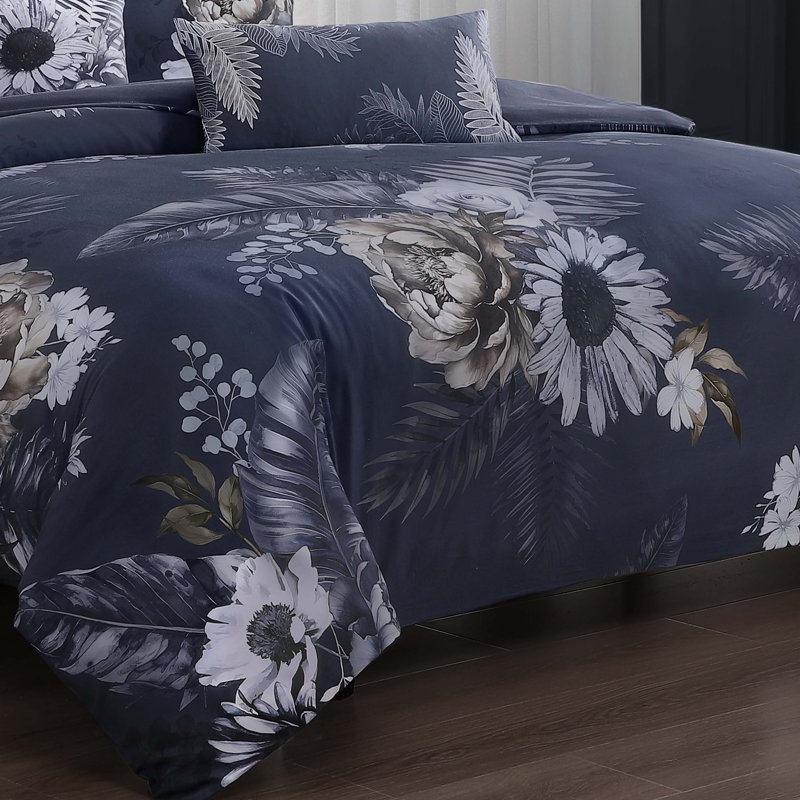 Ensemble d'édredon réversible 100% satin de coton 5 pièces Bebejan Forget Me Not