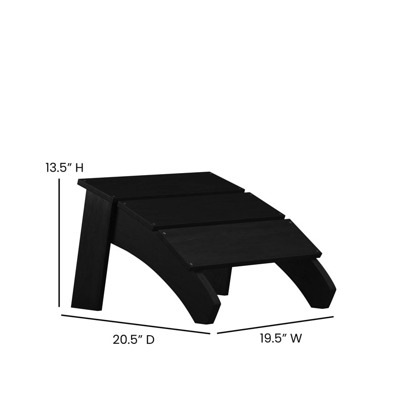 Chaise Adirondack à deux lattes avec repose-pieds Brady, Noir