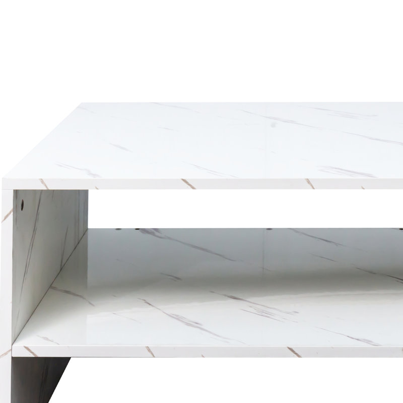 White Coffee Table With Appealing Architectural Form And Storage Facility Impressive Shape