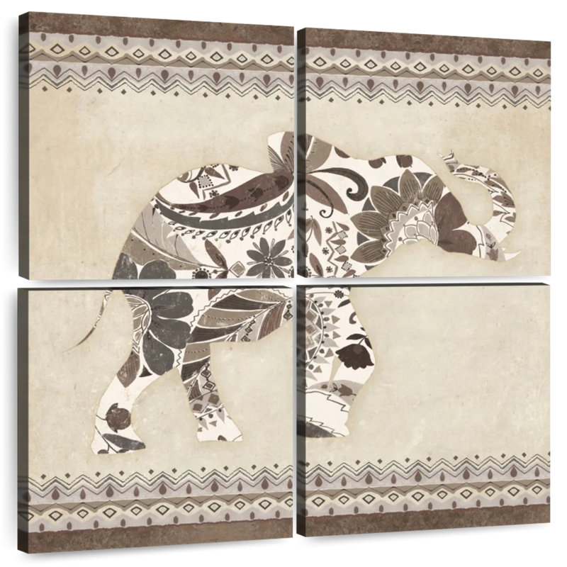Brampt Neutral Boho Elephant, 32" H x 32" W