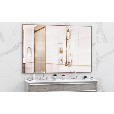 72x48 Inches Aluminum Wall Mirror With Removable Tray For Bathroom Dressing Room Vertical Horizontal Hanging In Yellow And Coral Tones Oversized Framed Full Body Bedroom Living Mounting +