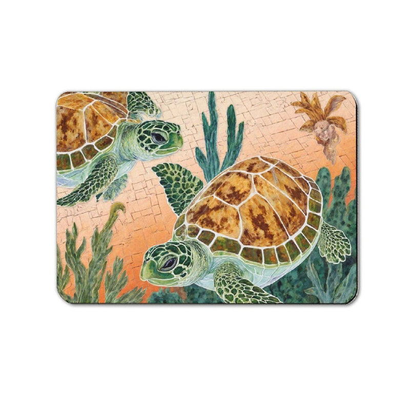 Tapis de bain 16 x 24 po Sea Turtle Decor, Vert, Animaux