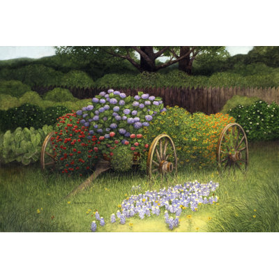 Flower Wagon 1 Piece Wrapped Canvas Painting