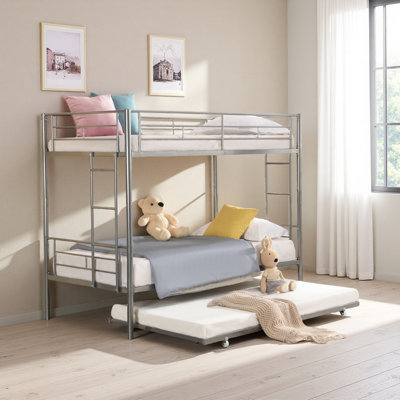 Twin Over Twin Metal Bunk Bed With Trundle